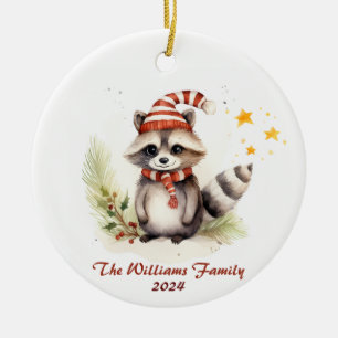 Racoon Christmas Family Ornament