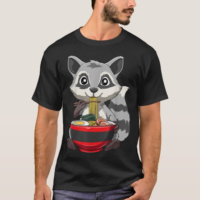 Racoon Eating Ramen Racoon Ramen Bowl Racoon Noodl T-Shirt (Front)