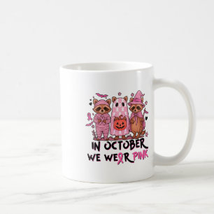 Racoon Halloween Pink Breast Cancer Awareness Men Coffee Mug