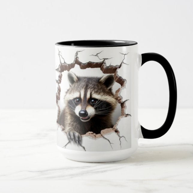 racoon in a cracked wall mug (Right)