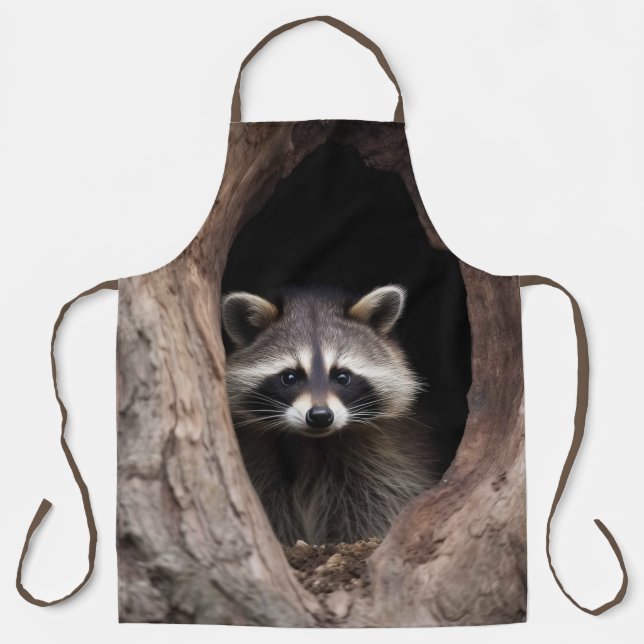 Racoon in Tree Cave  Apron (Front)