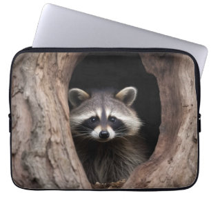 Racoon in Tree Cave  Laptop Sleeve