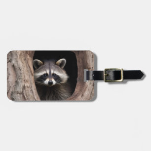 Racoon in Tree Cave  Luggage Tag