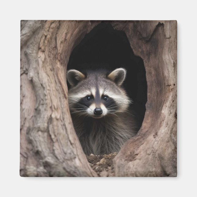 Racoon in Tree Cave  Magnet (Front)