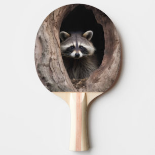 Racoon in Tree Cave  Ping Pong Paddle
