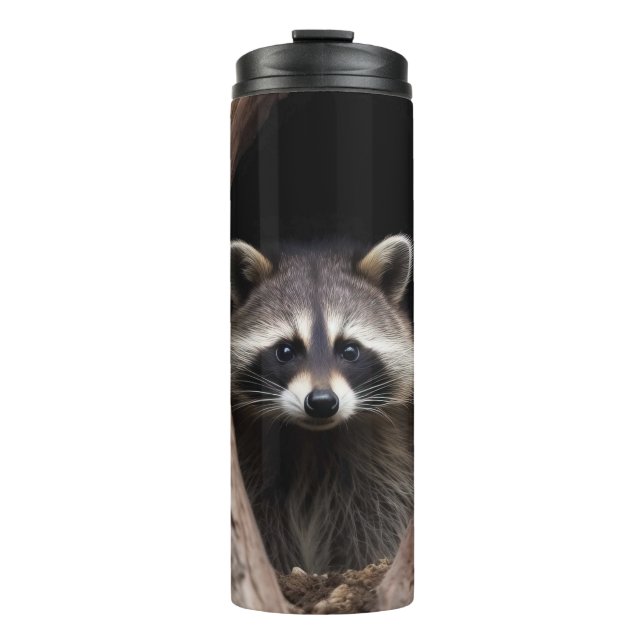 Racoon in Tree Cave  Thermal Tumbler (Front)