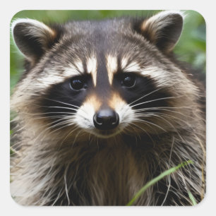 Racoon Looking Square Sticker