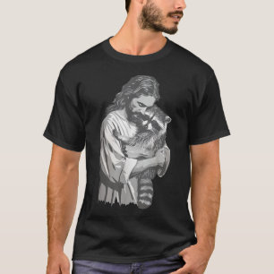  Racoon Lover Trash Panda Christian Jesus Holding  T-Shirt