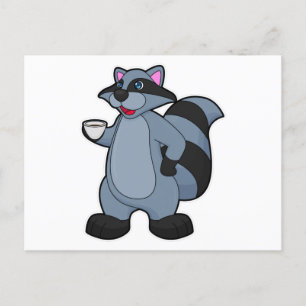 Racoon with Cup of Coffee Postcard