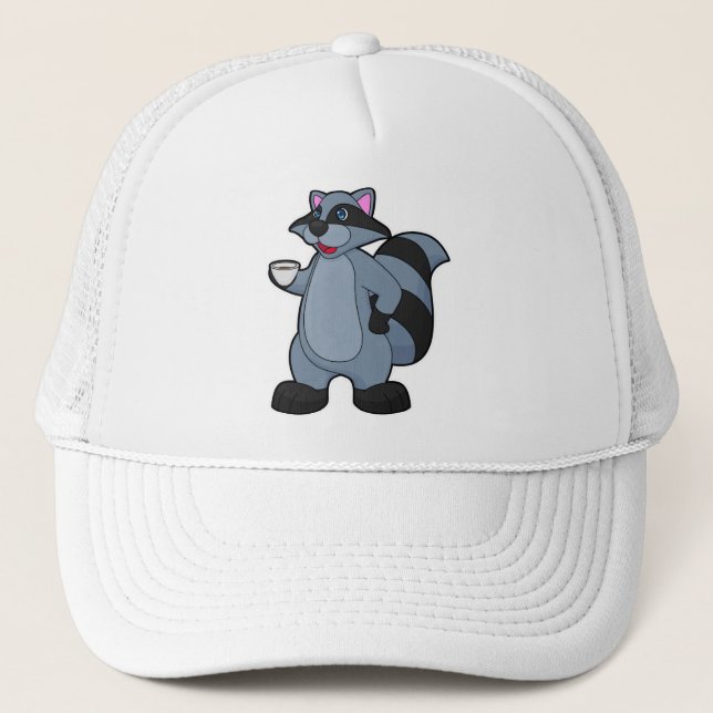 Racoon with Cup of Coffee Trucker Hat (Front)