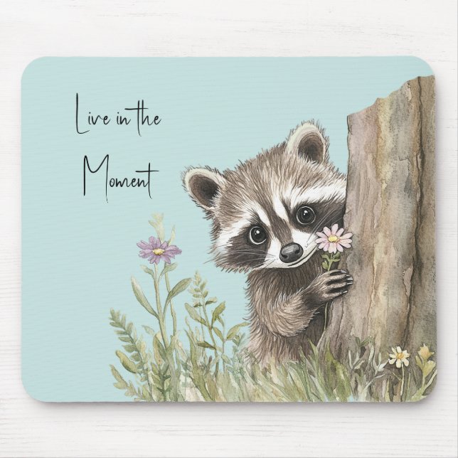 Racoon with Flower Mouse Pad (Front)