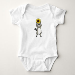 Racoon with Sunflower Baby Bodysuit