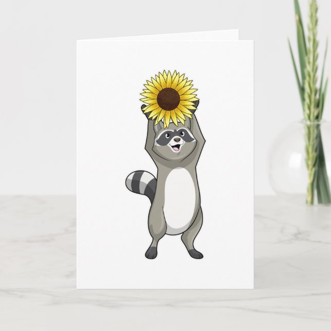 Racoon with Sunflower Card (Front)
