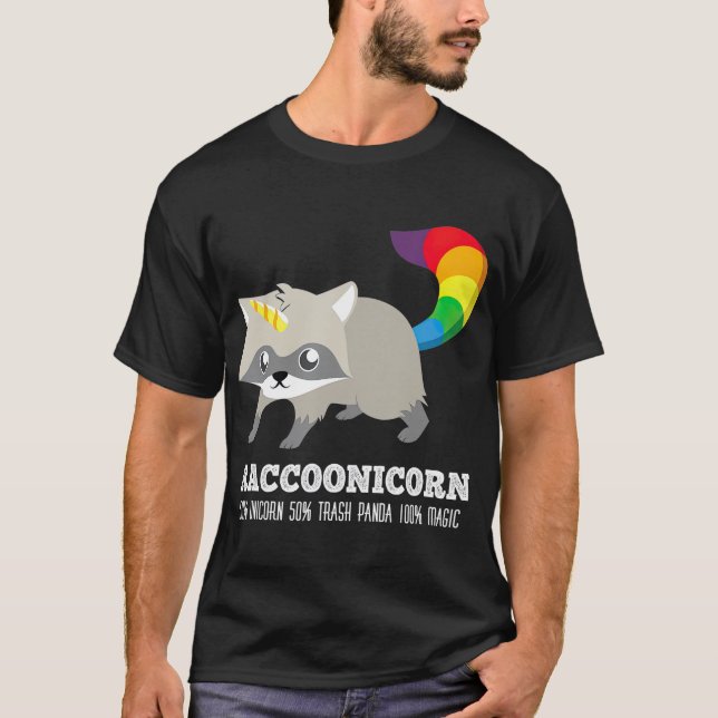 Racoonicorn  Funny rash Panda Raccoon Unicorn T-Shirt (Front)
