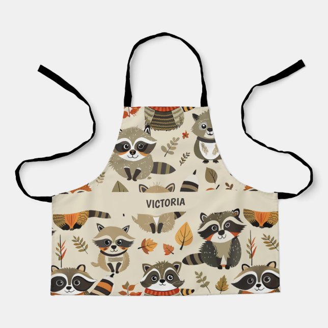 Racoons Watercolor Custom Pattern Apron (Front)