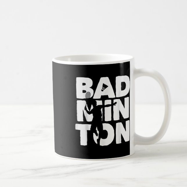 Racquet Smash Shuttle Player Badminton  Coffee Mug (Right)