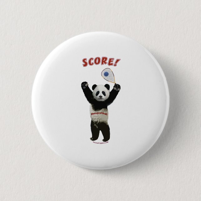 Racquetball Panda Score 2 Inch Round Button (Front)