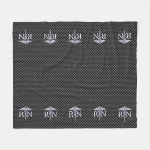 Racy Registered Nurse RN Silver Caduceus Snakes Fleece Blanket