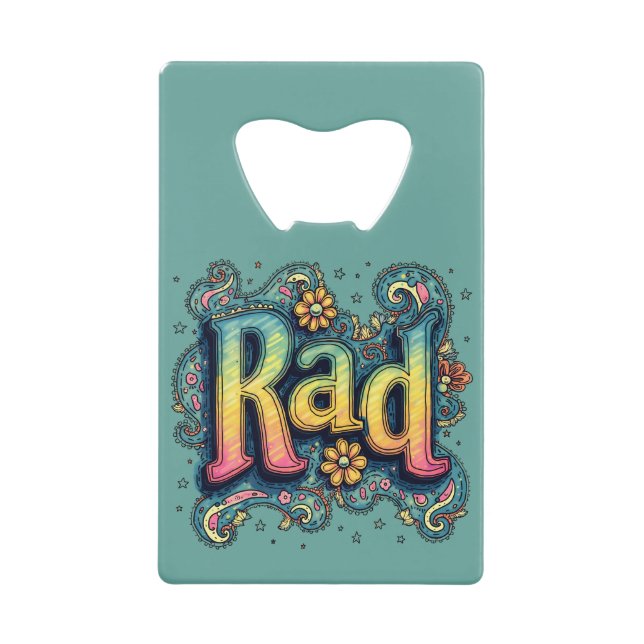 Rad 70s Groovy Psychedelic Aesthetic Credit Card Bottle Opener (Front)