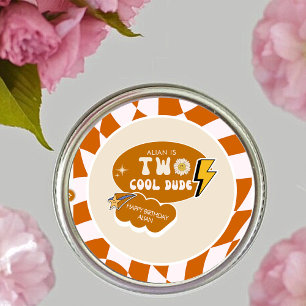Rad Cool Dude   Boys Retro Chequered Birthday  Classic Round Sticker