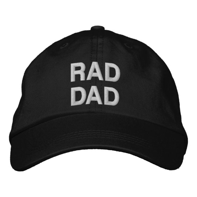Rad Dad black white modern bold typography cool Embroidered Hat (Front)