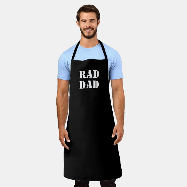 Rad Dad black white modern typography cool Apron (Worn)