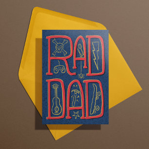 Rad Dad Blue Doodle Father's Day Greeting Card
