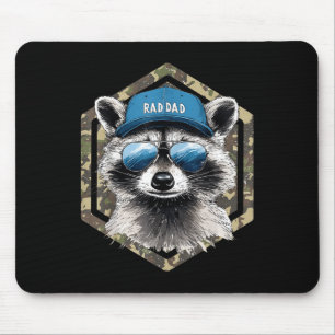 Rad Dad Camo Dad Retro Fathers Day Funny Raccoon Mouse Pad