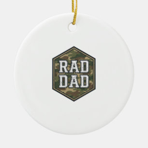 Rad Dad Camo Hexagon Vintage Engraving Design_1 Ceramic Ornament