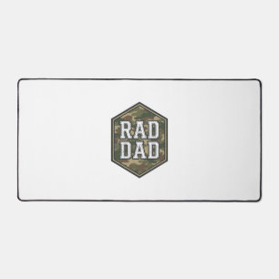 Rad Dad Camo Hexagon Vintage Engraving Design_1 Desk Mat