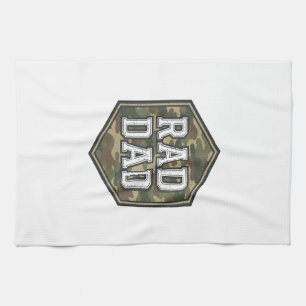 Rad Dad Camo Hexagon Vintage Engraving Design_1 Kitchen Towel