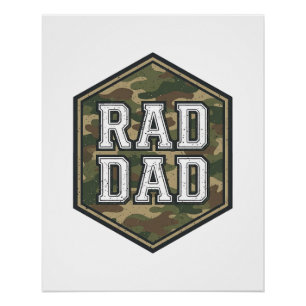 Rad Dad Camo Hexagon Vintage Engraving Design_1 Poster