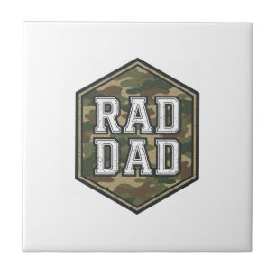 Rad Dad Camo Hexagon Vintage Engraving Design_1 Tile