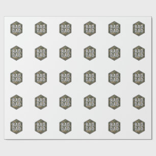 Rad Dad Camo Hexagon Vintage Engraving Design_1 Wrapping Paper
