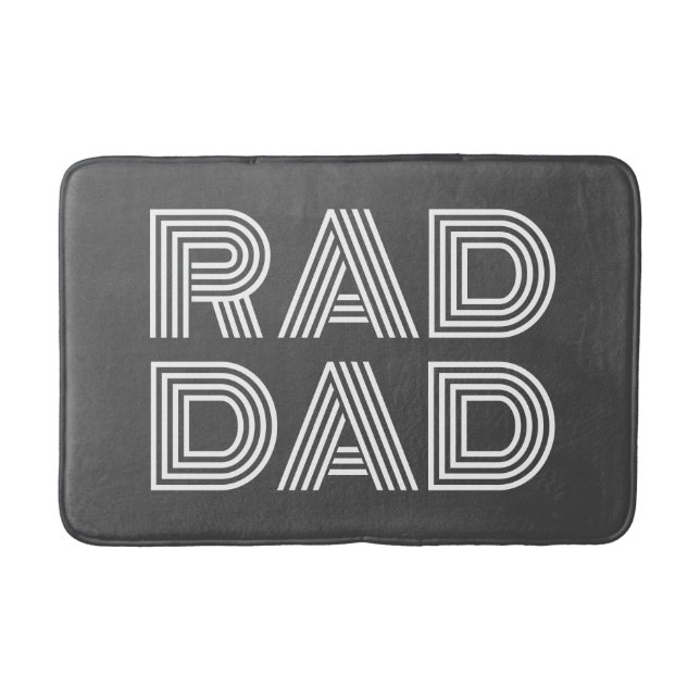 Rad Dad charcoal grey retro modern typography fun Bath Mat (Front)