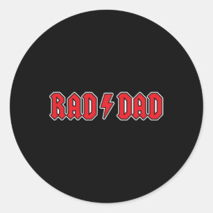 Rad Dad Cool Vintage Rock And Roll Funny Fathers D Classic Round Sticker