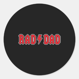 Rad Dad Cool Vintage Rock And Roll Funny Fathers D Classic Round Sticker