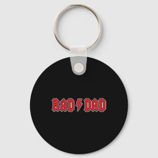 Rad Dad Cool Vintage Rock And Roll Funny Fathers D Keychain