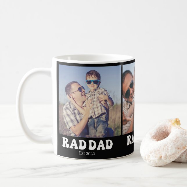Rad Dad Est. Retro 3 Photo Coffee Mug (With Donut)