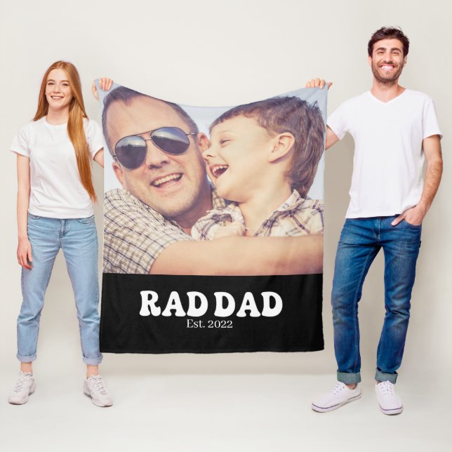 Rad Dad Est. Retro Photo Fleece Blanket (In Situ)