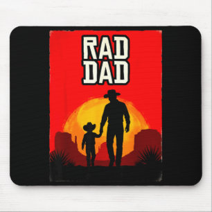 Rad dad father and son western sunset mouse pad
