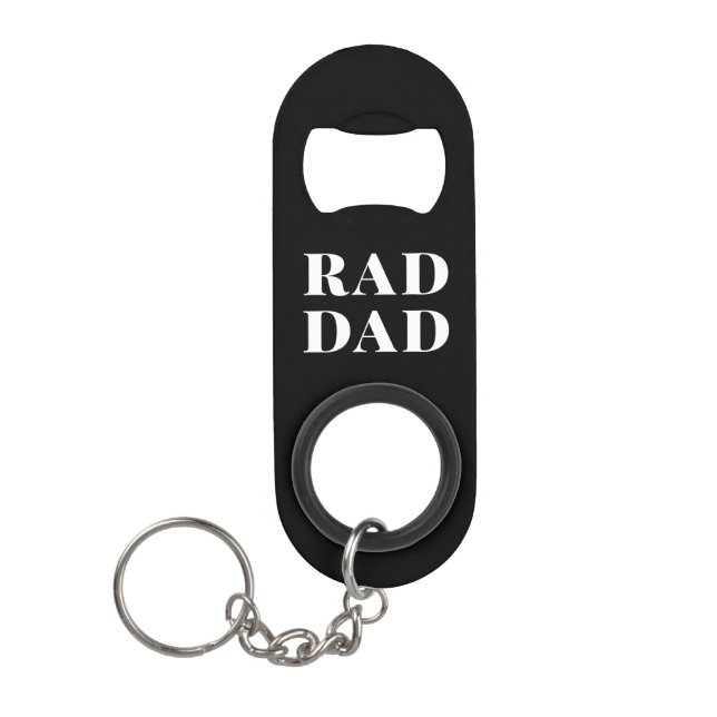 Rad Dad | Father's Day Gift | Black Keychain Bottle Opener (Front)