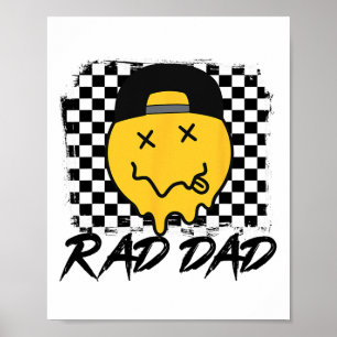 Rad Dad Funny Chequered Father&#; s Day Smile Face Poster
