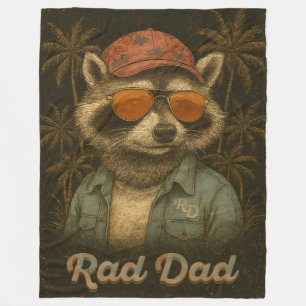 Rad Dad Funny Happy Father's Day Vintage Fleece Blanket
