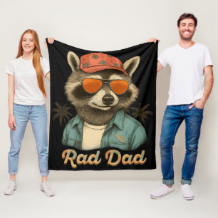 Rad Dad Funny Happy Father's Day Vintage Fleece Blanket