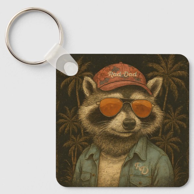 Rad Dad Funny Happy Father's Day Vintage Keychain (Front)