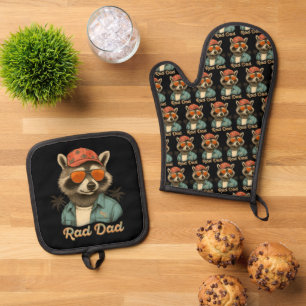 Rad Dad Funny Happy Father's Day Vintage Oven Mitt & Pot Holder Set