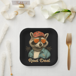 Rad Dad Funny Happy Father's Day Vintage Paper Plate