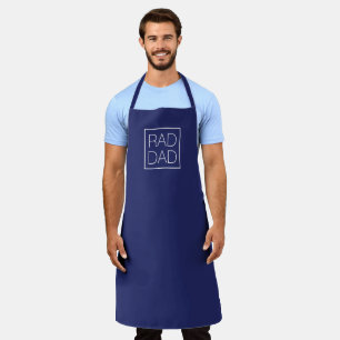 Rad Dad navy blue and white minimalist modern Apron