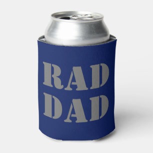 Rad Dad navy blue & grey modern Typography cool Can Cooler